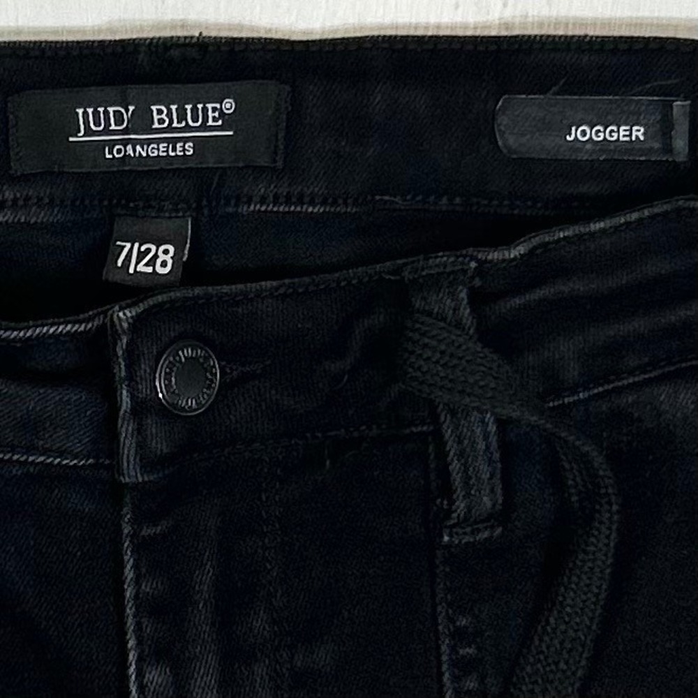 Judy Blue Womens Black High Waist Drawstring Denim Jogger Jeans JB88700 BK 7/28 - Picture 2 of 10
